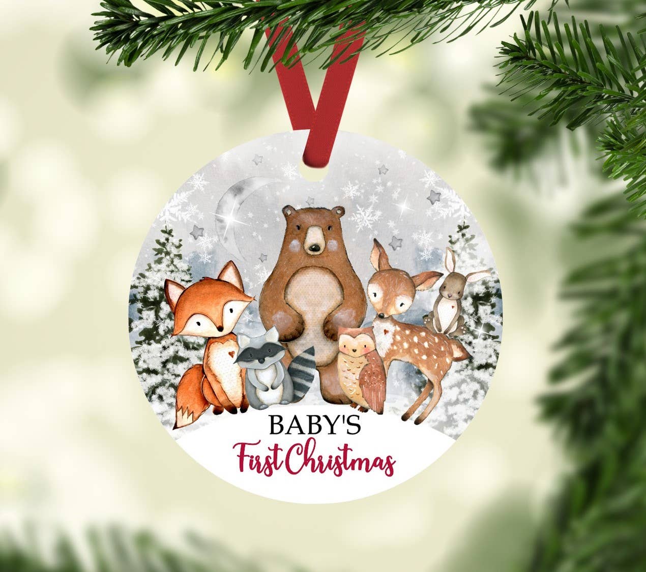 SHY Designs, LLC - Wholesale Ornament - Baby's First Christmas Winter Woodland Animals Ornament1