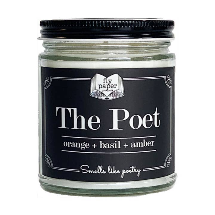 Fly Paper Products – Großhandel Kerze im Glas / gefüllte Kerze – Die Poet 9oz Glas Kerze Orange + Basilikum + Amber0