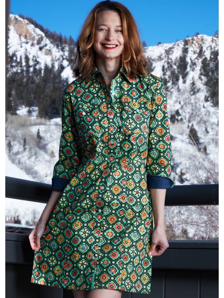 Dizzy-Lizzie - Wholesale Dress - Women's - Sag Harbor Dress Green Medallion