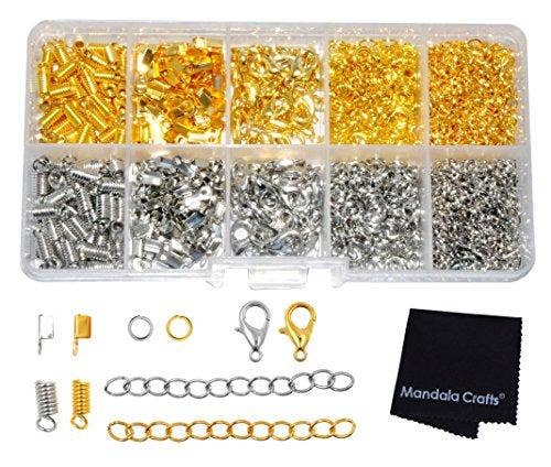 Mandala Crafts – wholesale Craft supplies – Ribbon Crimps for Jewelry Making, Ribbon Clamps, Fold Over Cord Ends, Jewelry Finding Kit for Bracelets, Bookmarks; by Mandala Crafts1