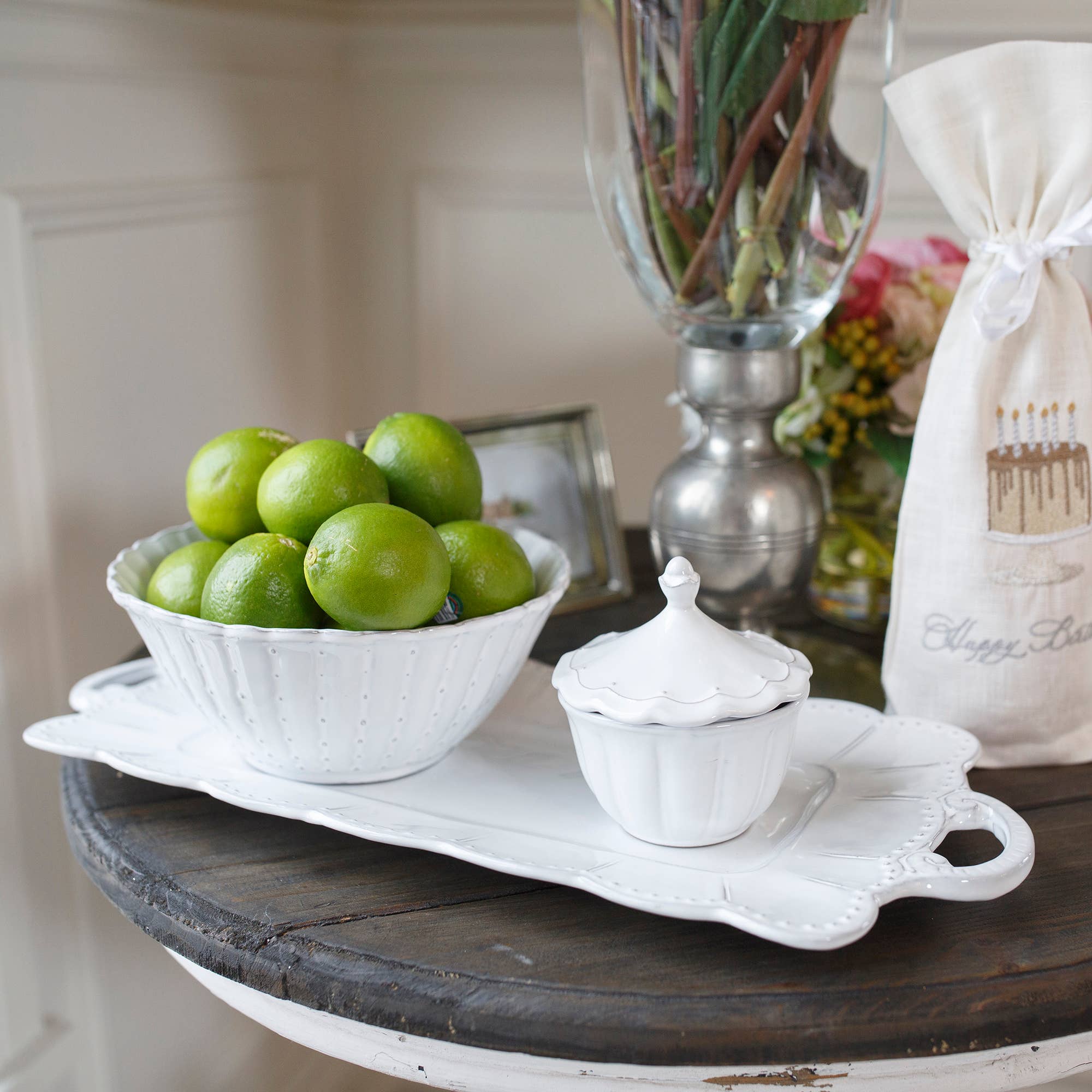 Arte Italica & Crown Linen Designs - Wholesale Serving Tray - Bella Bianca Rectangular Tray1