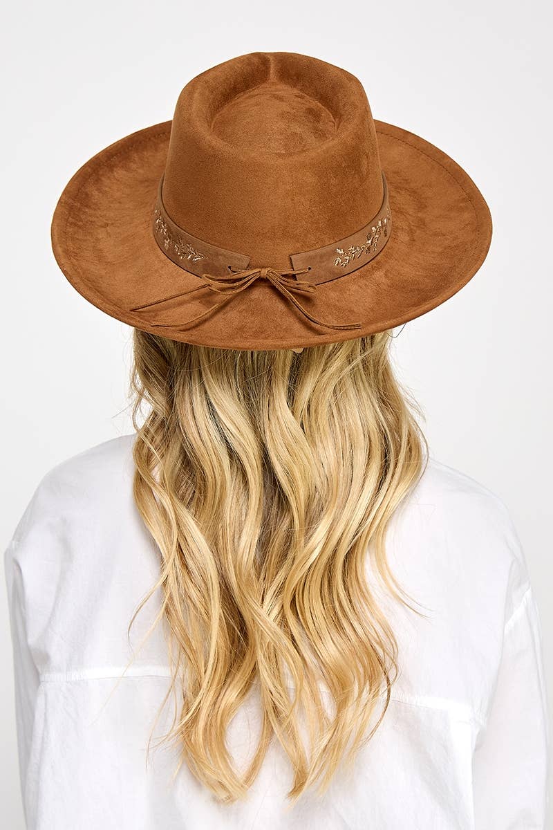 Collections by Fame Accessories – wholesale Fedora – Women’s – Embroidered Flower Strap Fedora Hat2