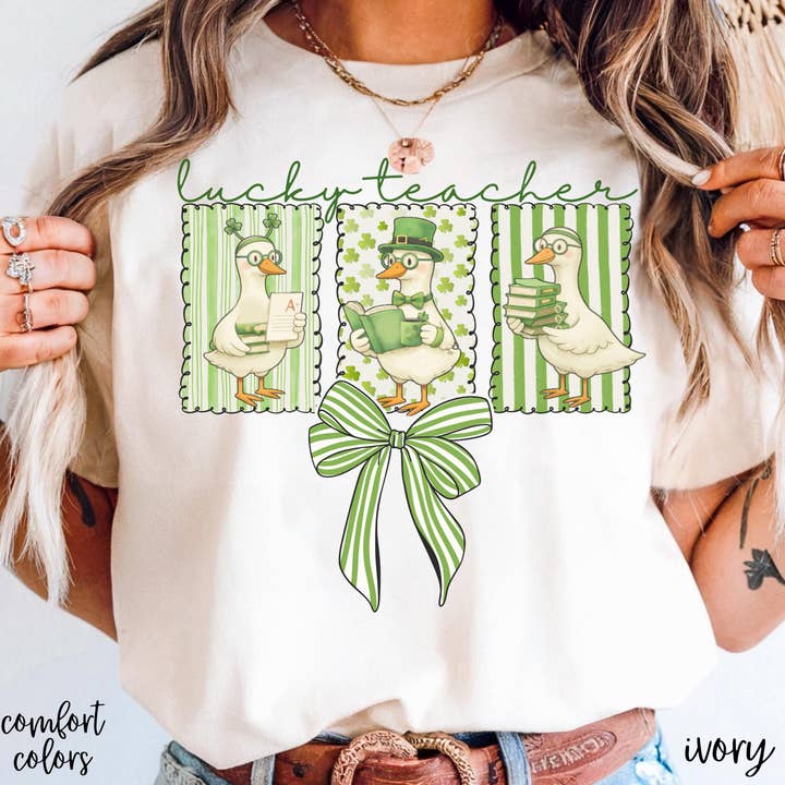 T-shirt, pull Lucky Teacher St Patricks Day Comfort Colors pour la vente par Glaime