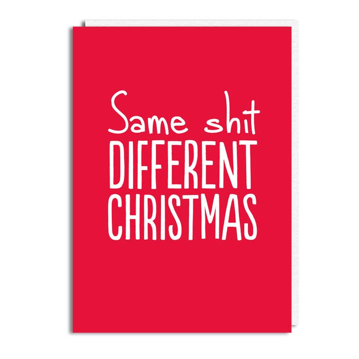 Roligt julkort - 'Same Shit Different Xmas' för wholesale av The Buddy Fernandez Card Company