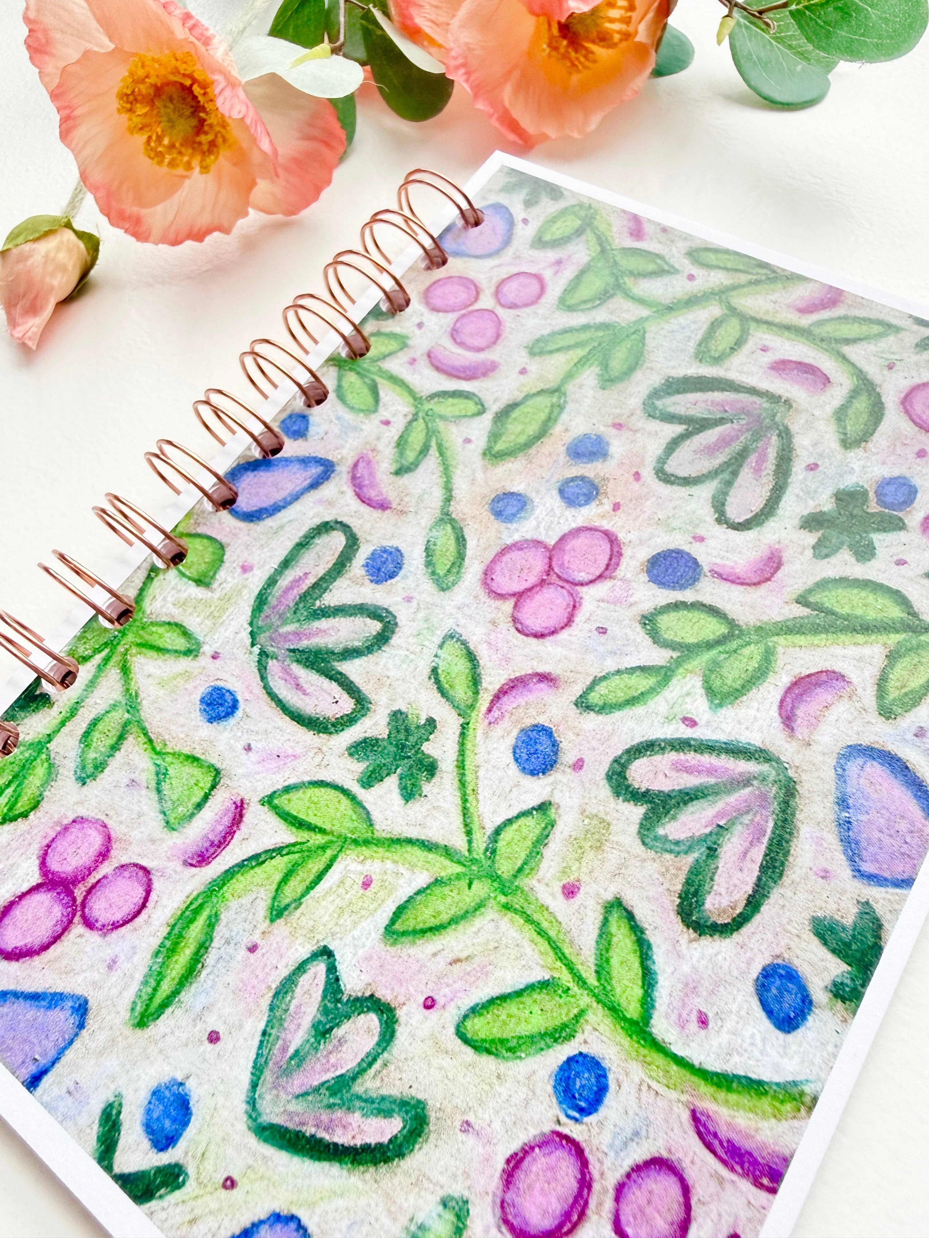 D. Prince Designs - Wholesale Notebook - Hand-Illustrated + Handmade Notebook/Sketchbook | Leaves + Berries1