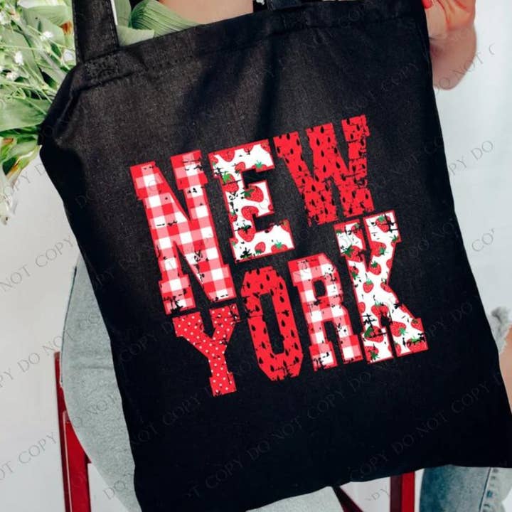 New York Strawberry Tote for wholesale by Farmtown Printing Company