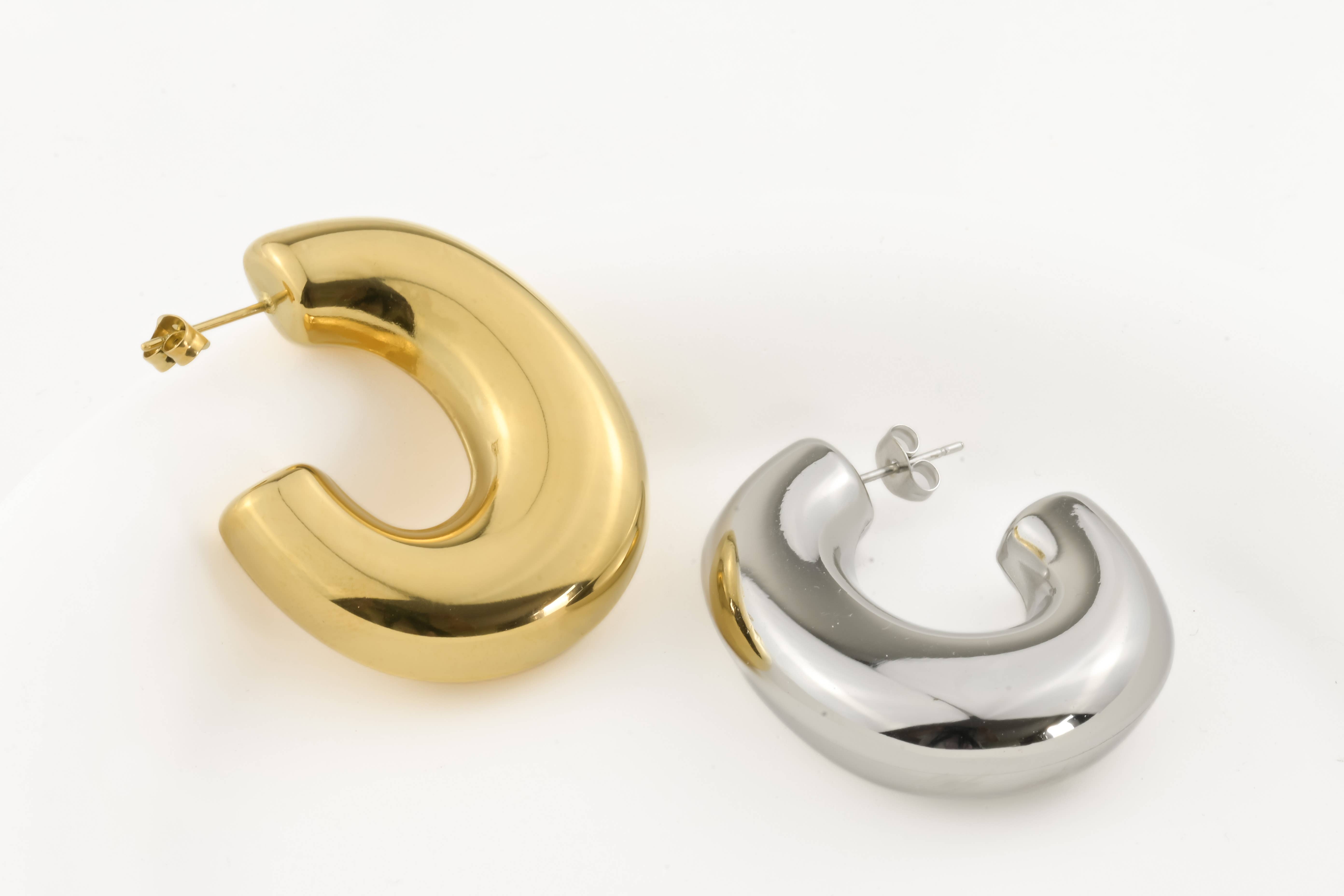 Blueyejewelry - Wholesale Hoop Earrings - Chunky Elongated Hoops - Oversized Thick Oval Hoop Earrings8