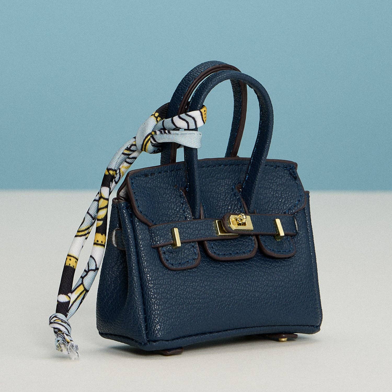 Frem - Wholesale Purse/Bag Accessory - Women's - Mini Handbag Keychain Charm | Faux Leather Purse Keyring with Twilly Scarf6