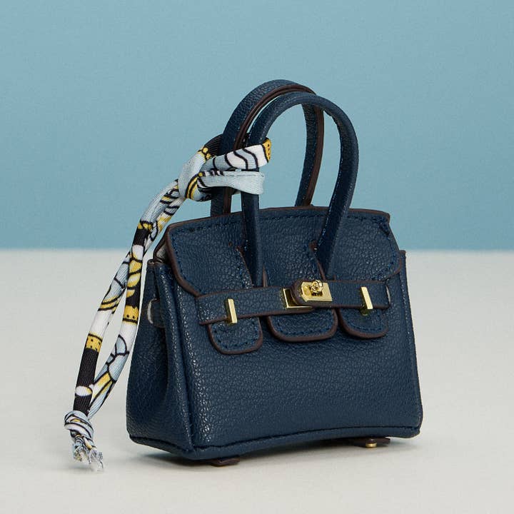 Lilla Haven - Wholesale Purse/Bag Accessory - Women's - Mini Handbag Keychain Charm | Faux Leather Purse Keyring with Twilly Scarf3