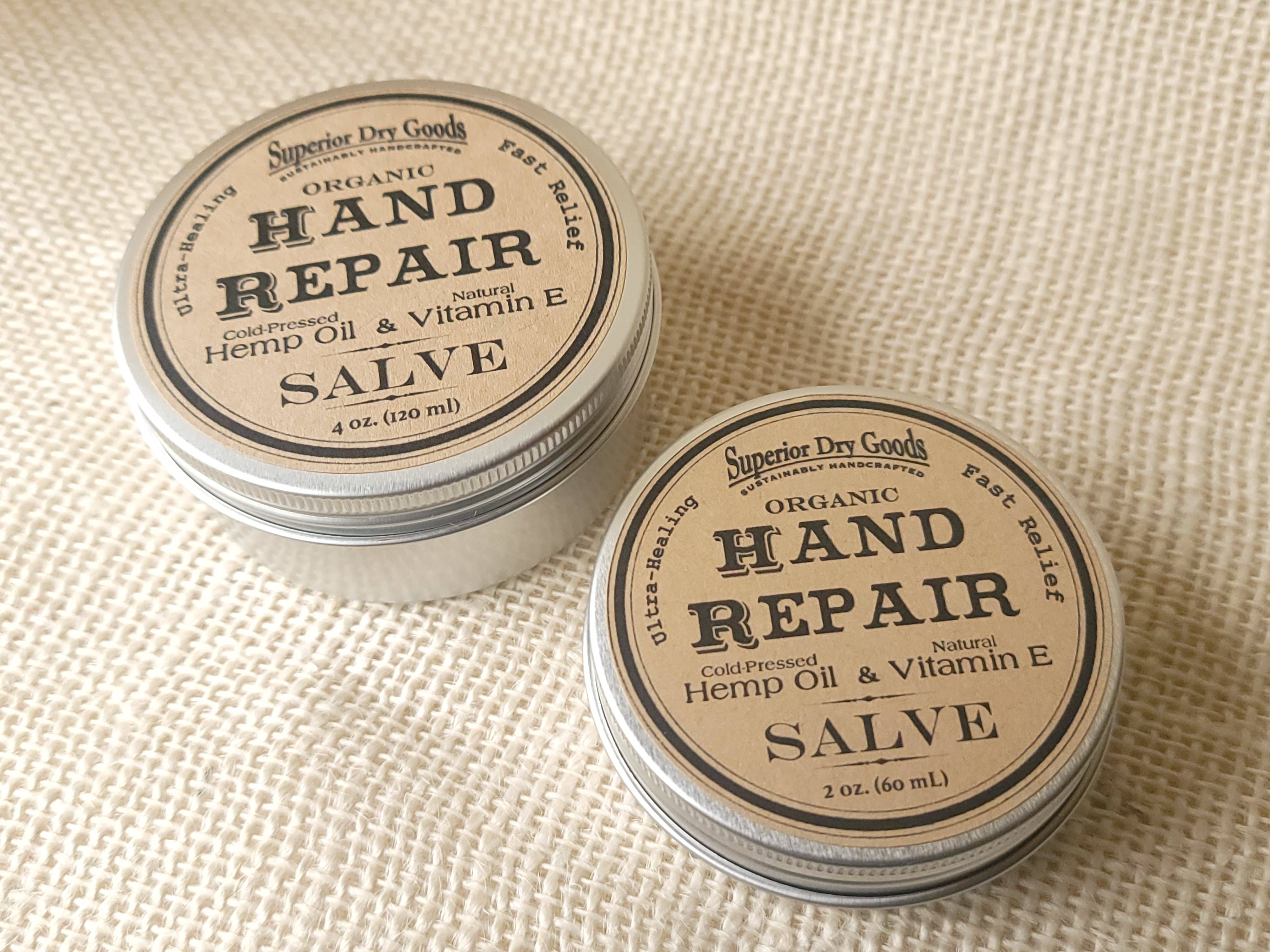 Superior Dry Goods - Wholesale Healing Salve/Balm/Cream - Hand Repair Salve | 2 Sizes | Hemp & Clary Sage | Organic0