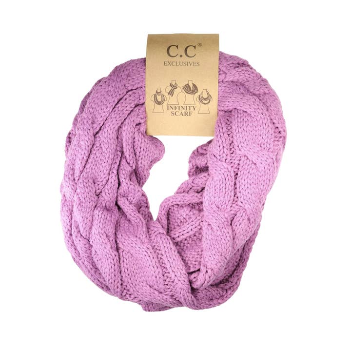 C.C Beanie - Wholesale Scarf - Women's - Solid Cable Knit CC Infinity Scarf SF8000