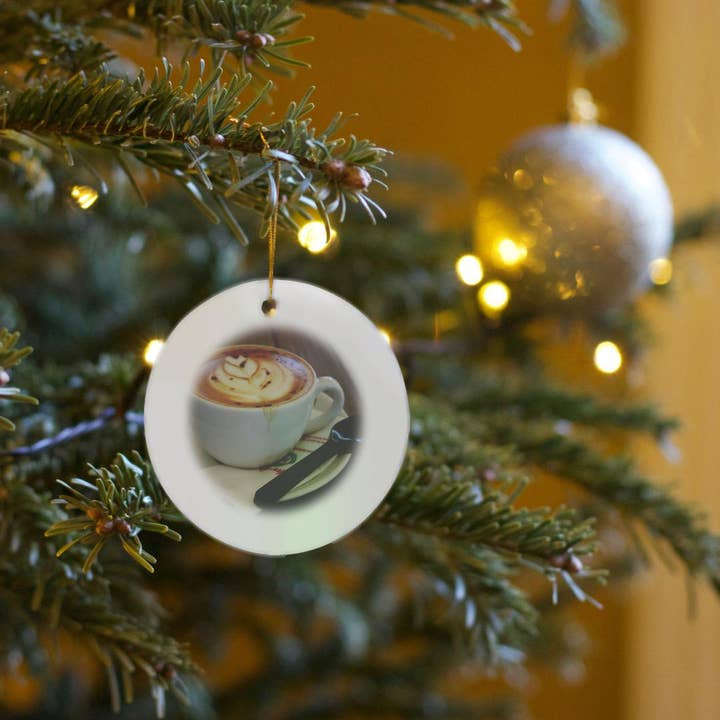 3dRose - Wholesale Ornament - 3dRose, Americano Coffee with Tulip Design And Chocolate Spoon, Ornament6