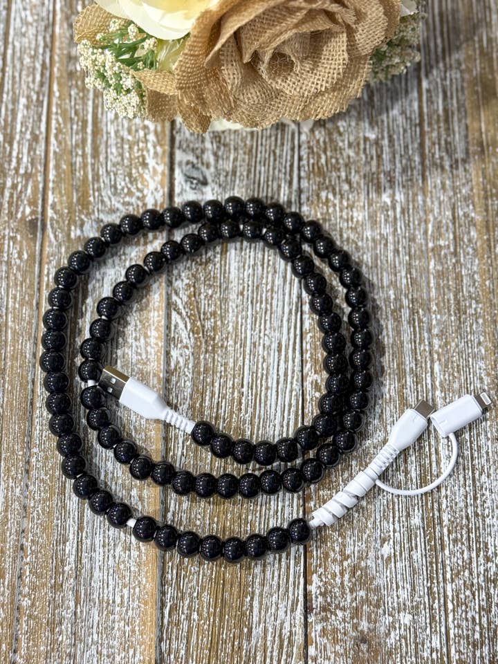 Candy "Black Pearl" 2 In 1 Phone Charger for wholesale by Harris Girls & Co.