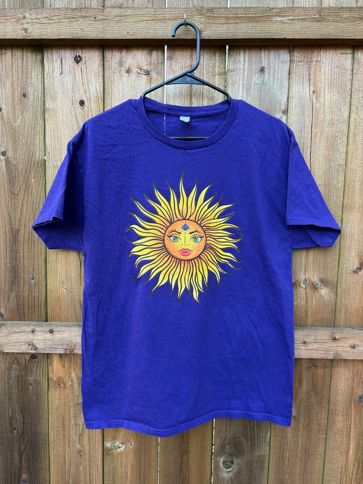 "Pretty Baby" Celestial Sun Solid Purple T-Shirt for wholesale by Riptide Realm