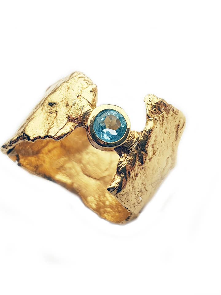 Blue Topaz & Gold Faerie Tale Ring for wholesale by Caroline Stokesberry-Lee Jewellery Design