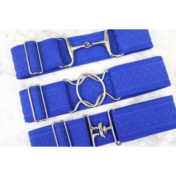 2 inch Royal Blue Diamond Elastic Equestrian Belt for wholesale by Heads Up Apparel