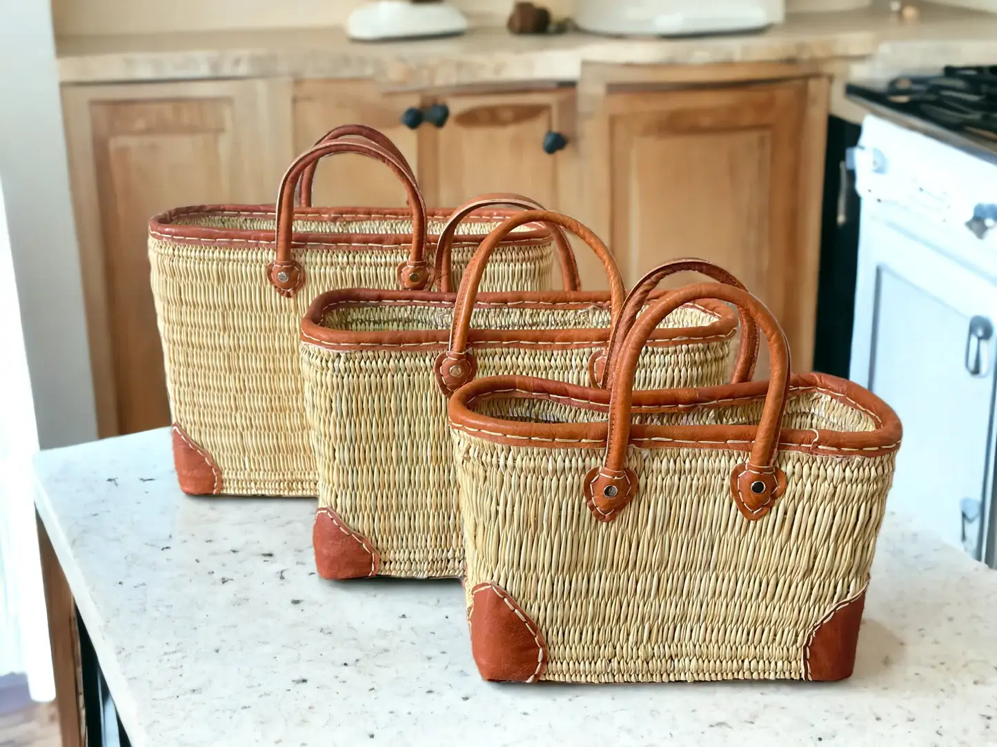 DarKech - Wholesale Basket - REED BASKET WITH LEATHER Handles 8