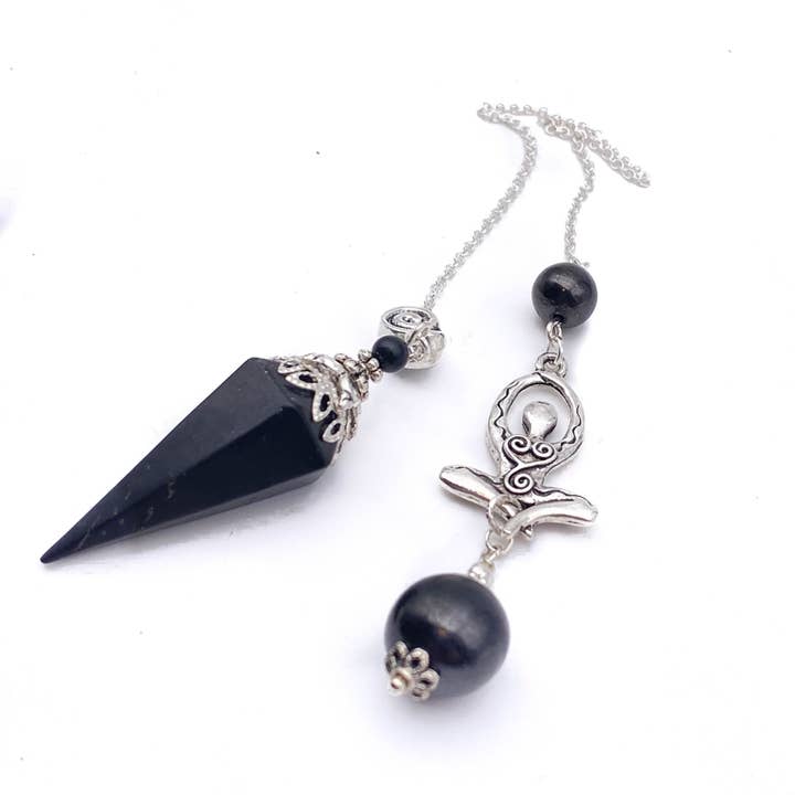 Glorious Healing Crystals - Wholesale Meditation Supplies - Shungite Goddess Pendulum, Miracle Stone Dowsing Pendulum, C