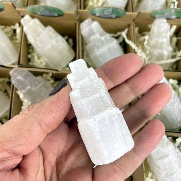 Rock Paradise – Pedra/cristal espiritual por atacado – Caixa de exposição da coleção Selenite Tower Crystal3