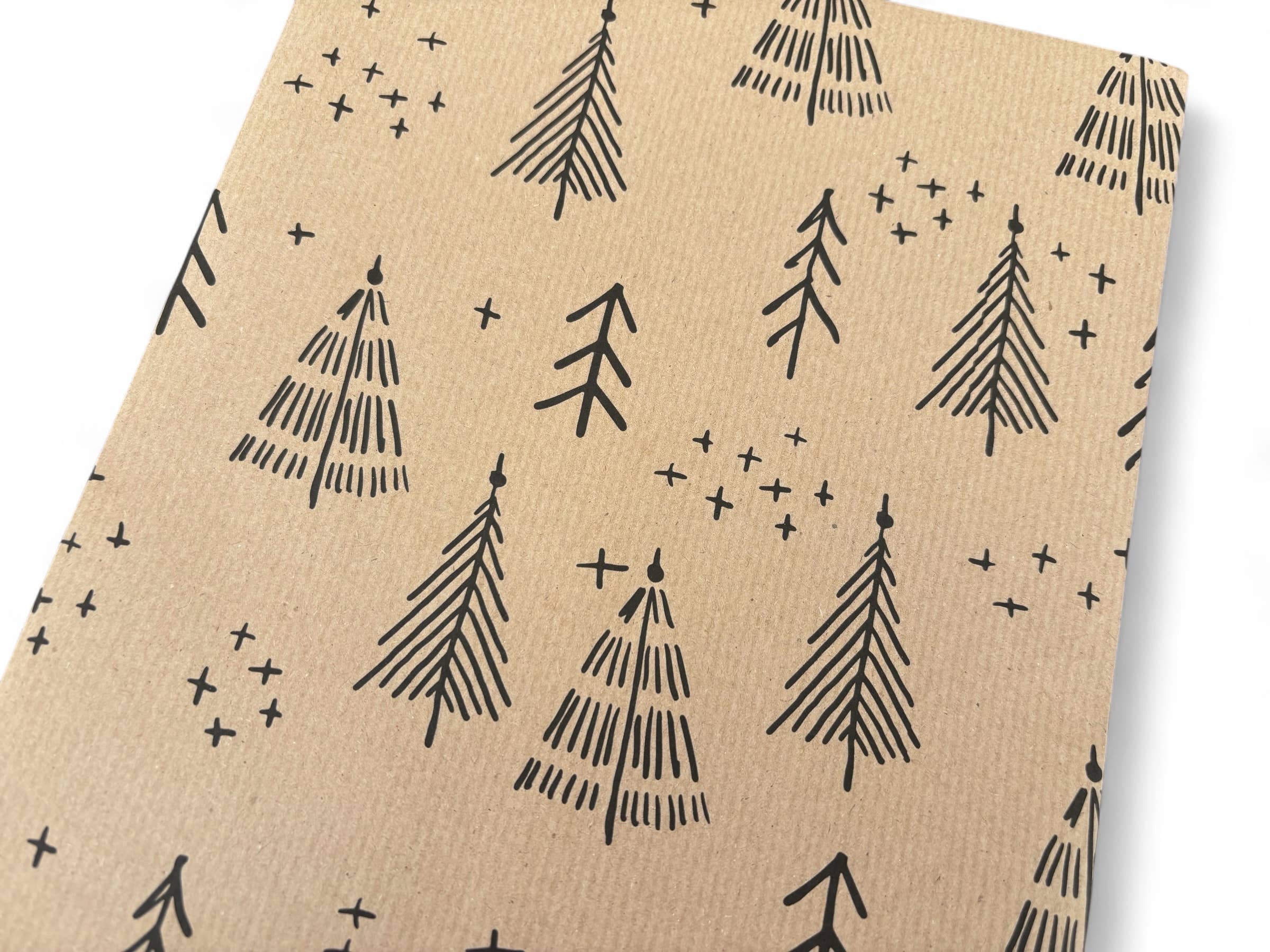 PlanetWrapIt - Wholesale Wrapping Paper Roll - Black Christmas Trees Recycled Kraft Gift Wrapping Paper 9