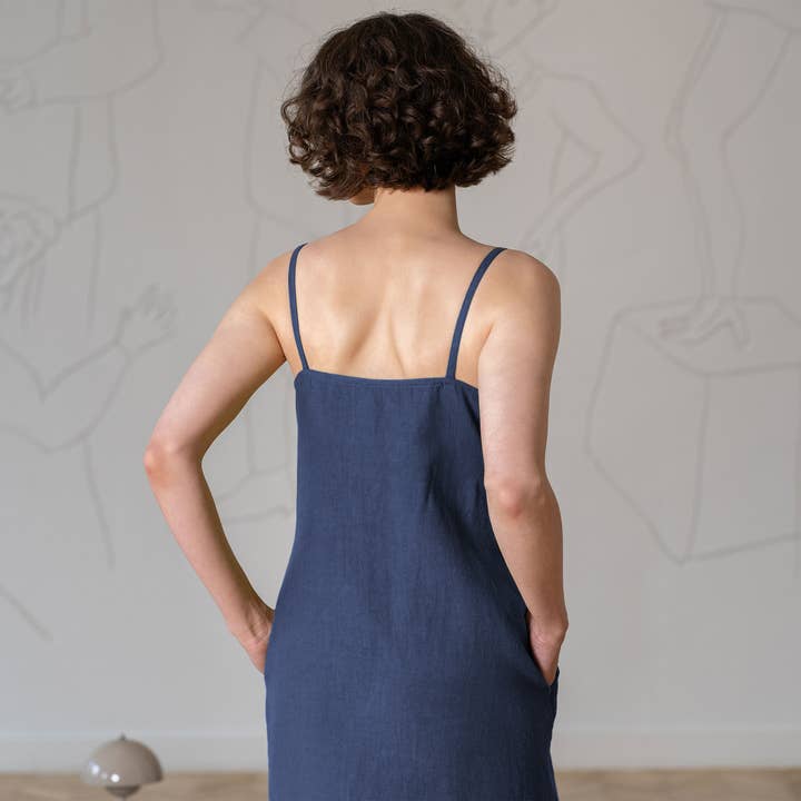 menique - Wholesale Dress - Women's - Linen Button Down Dress Hope - Casual Slip Dress13