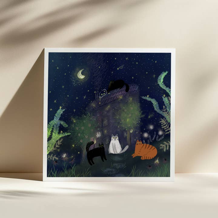 Dariia Dziuba - Wholesale Art Print - Cats Playing with Stars Unframed Art Print2