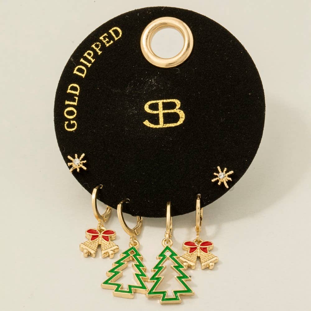 GD Secret Box Gold Dipped Christmas Theme Stud And Hoops for wholesale on Faire1