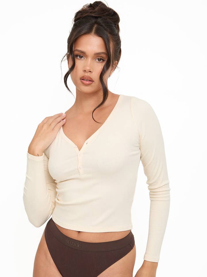Modal Ribbed Long Sleeve Basic - Almond for wholesale by Sunde