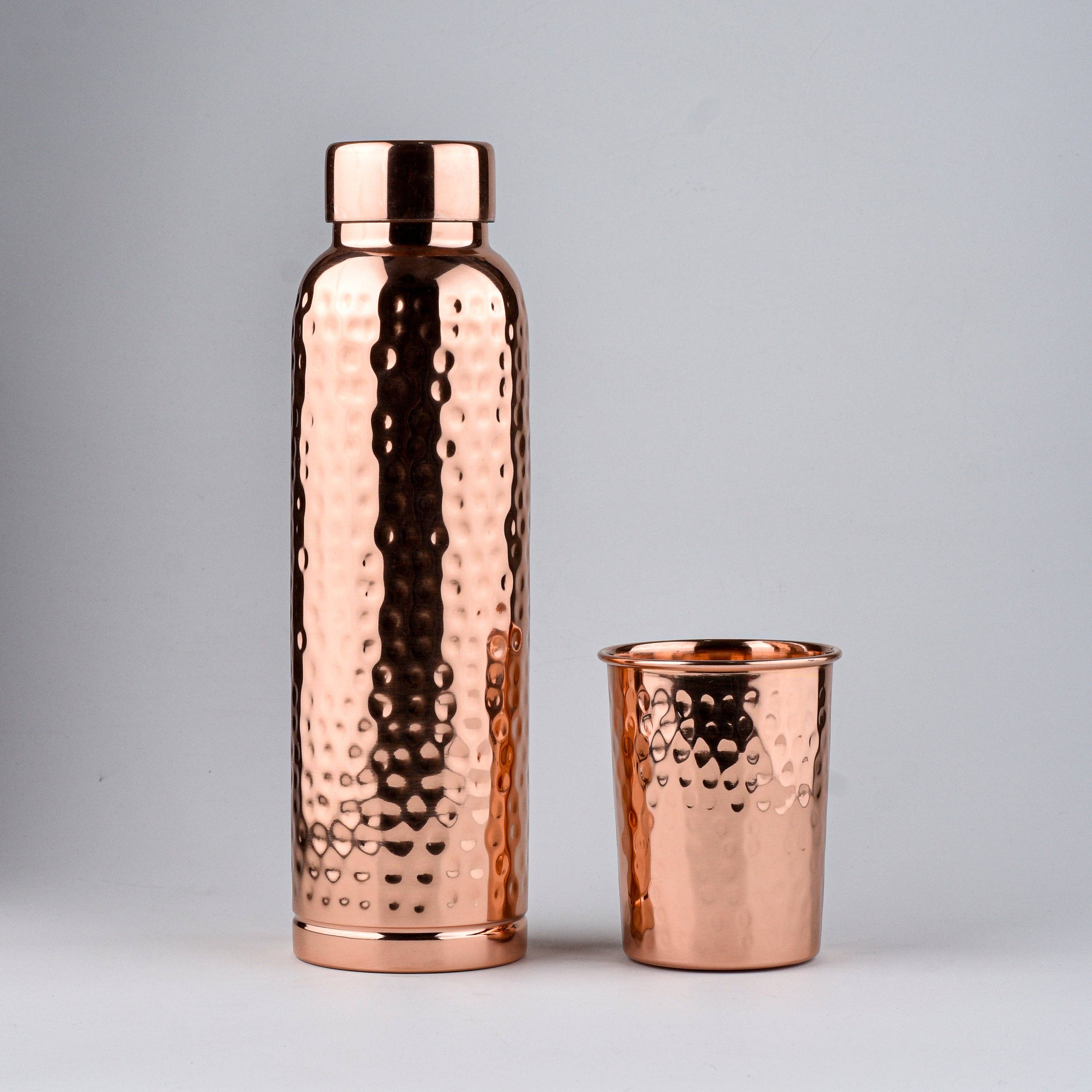 CopperCulture - Wholesale Waterfles - Cadeauset van geslagen koper – 2 flessen en 2 mokken3