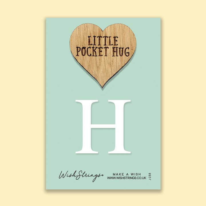 Letter H - Oak Pocket Hug Token | J233 for wholesale by WishStrings