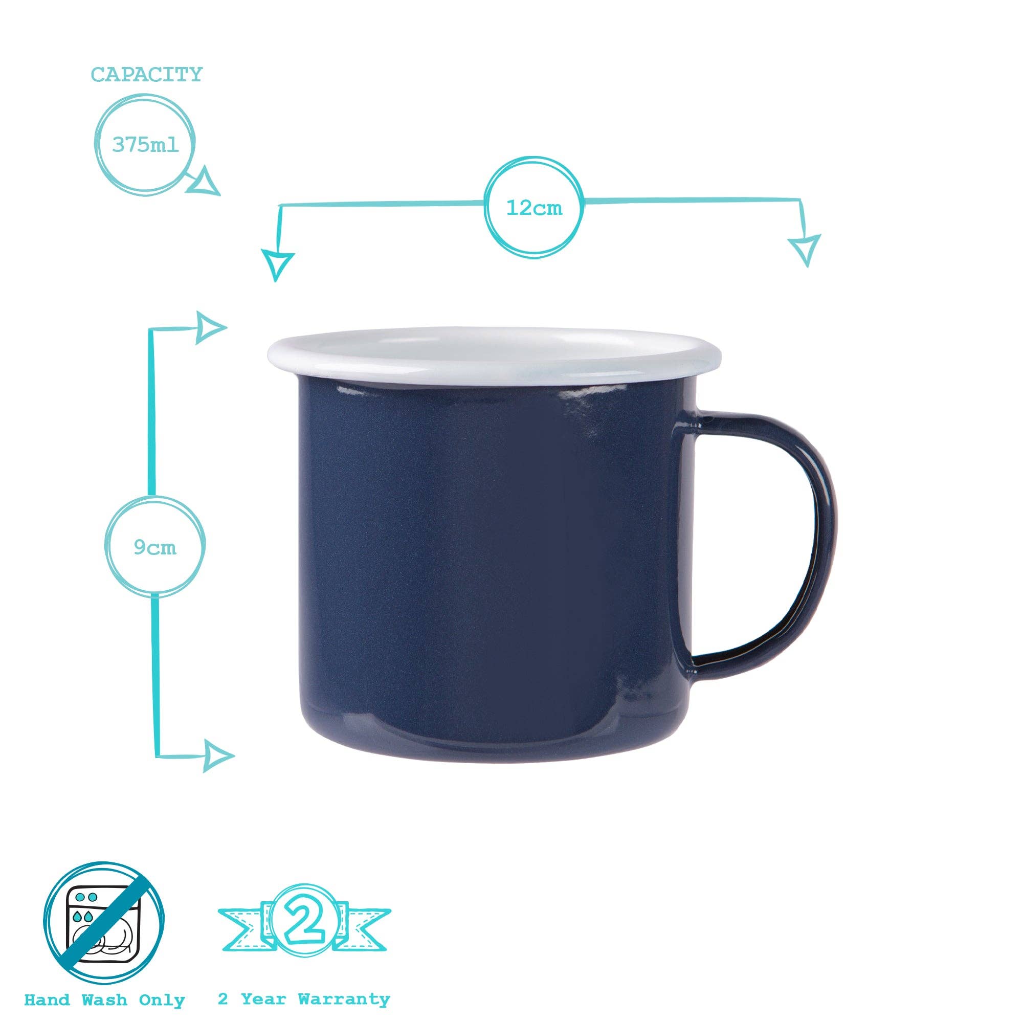 Rinkit Ltd - Wholesale Coffee Mug - Argon Tableware Coloured Enamel Mug - 375ml - Navy6
