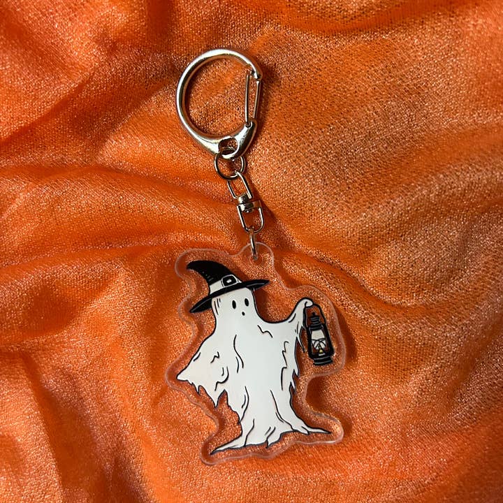 Vintage Ghost Acrylic Keychain for wholesale by Little Spooky Studio