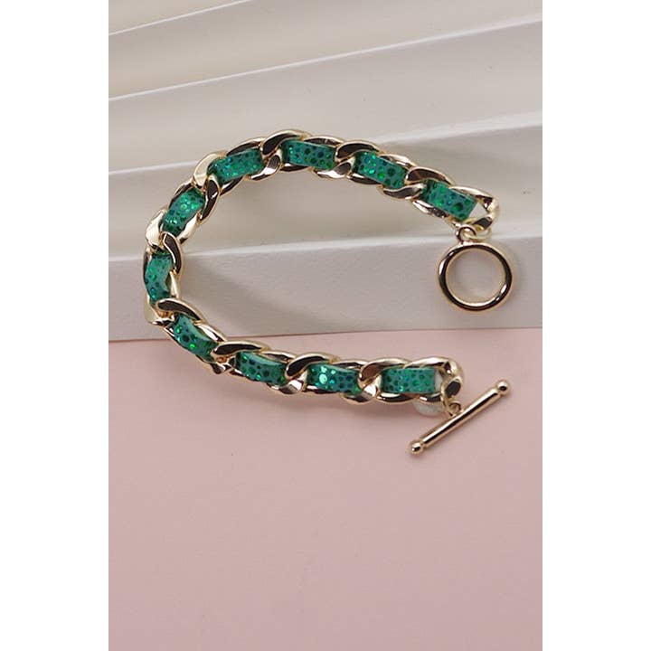 JOSSLYN by wall to wall - Wholesale Link & Chain Bracelet - FAUX LEATHER CHAIN BRACELET | 10B2120501