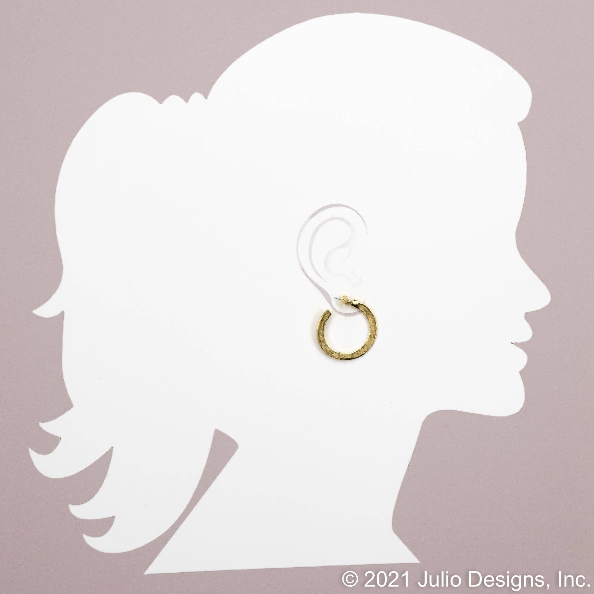 Julio Designs - Wholesale Hoop Earrings - ER503 Hammered Knife Edge Post Hoop Earring 1.5" Diameter2