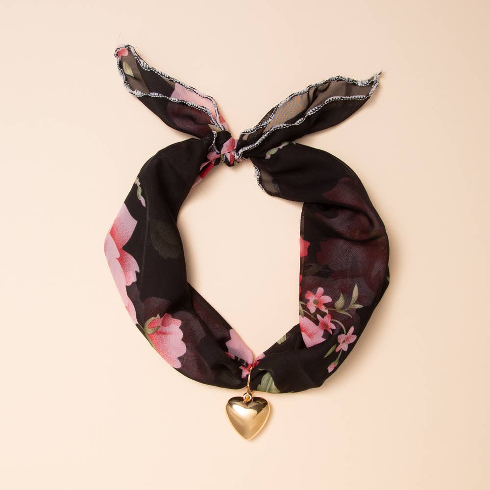 SP Sophia Collection - Wholesale Scarf - Women's - Heart Pendant Scarf Tie-Back Necklace2