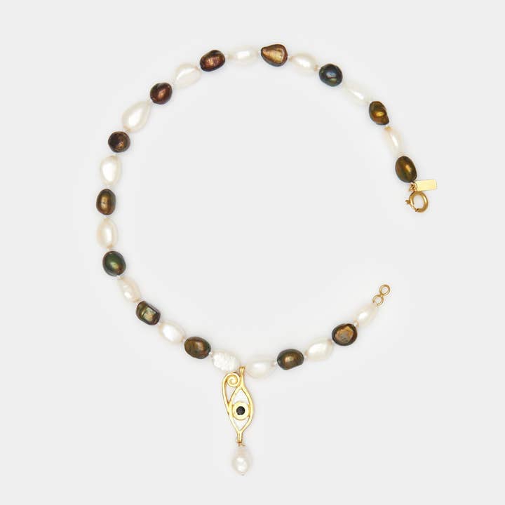 Checkered Ines Baroque Pearl Necklace for Him for wholesale by Deux Lions Jewelry