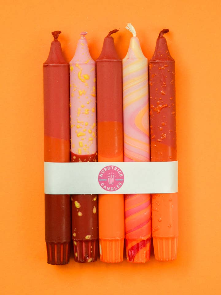 Taper candles- 5 pack/ Taper Candles Autumn Orange Mix for wholesale by Nordtrice