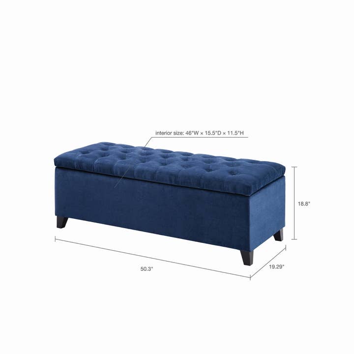 Olliix - Wholesale Bench - Button Tufted Upholstered Storage Bench, Navy Blue *3