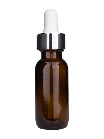 Best Bottles - Vente Supports pour huile essentielle - Bouteille ronde ambrée Boston - 15 ml (plusieurs couleurs de compte-gouttes)10