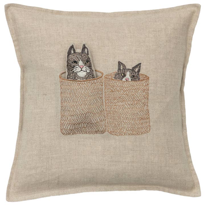 Coral & Tusk - Wholesale Throw/Decorative Pillow - Basket Cats Pocket Pillow