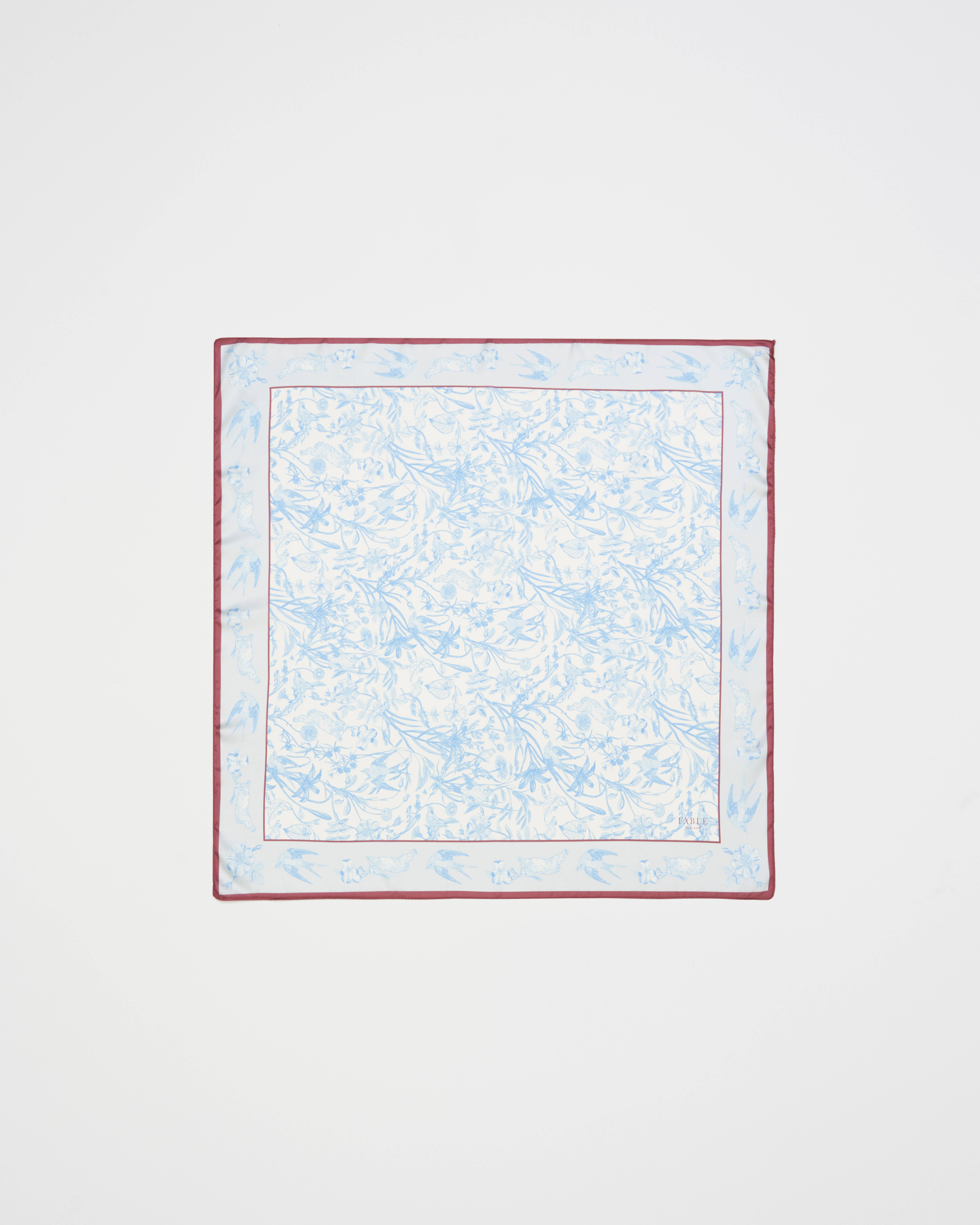 Fable England - Wholesale Scarf - Women's - FABLE Bunny Blues Blue Square Scarf