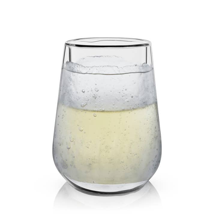 Viski - Wholesale Wine Glass - Glacierâ„¢ Double Walled Chilling Wine Glass w/ Cooling Gel