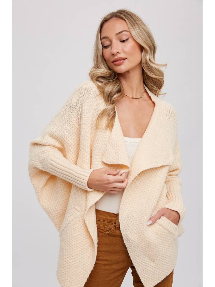 Bluivy - Wholesale Cardigan - Women's - WAFFLE COCOON SWEATER CARDIGAN5