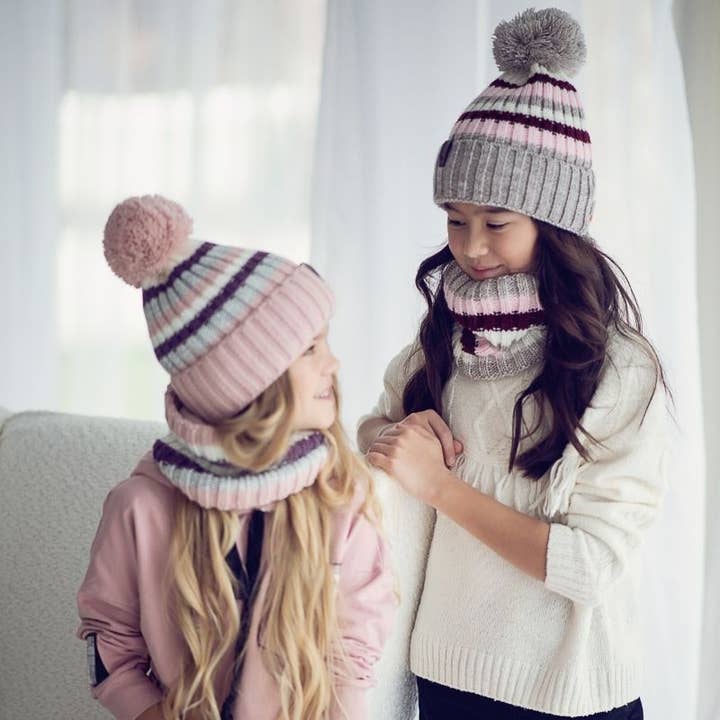 Ander - Wholesale Beanie - Kids - Pom pom hat and snood Anatalone- 7-11 years old size