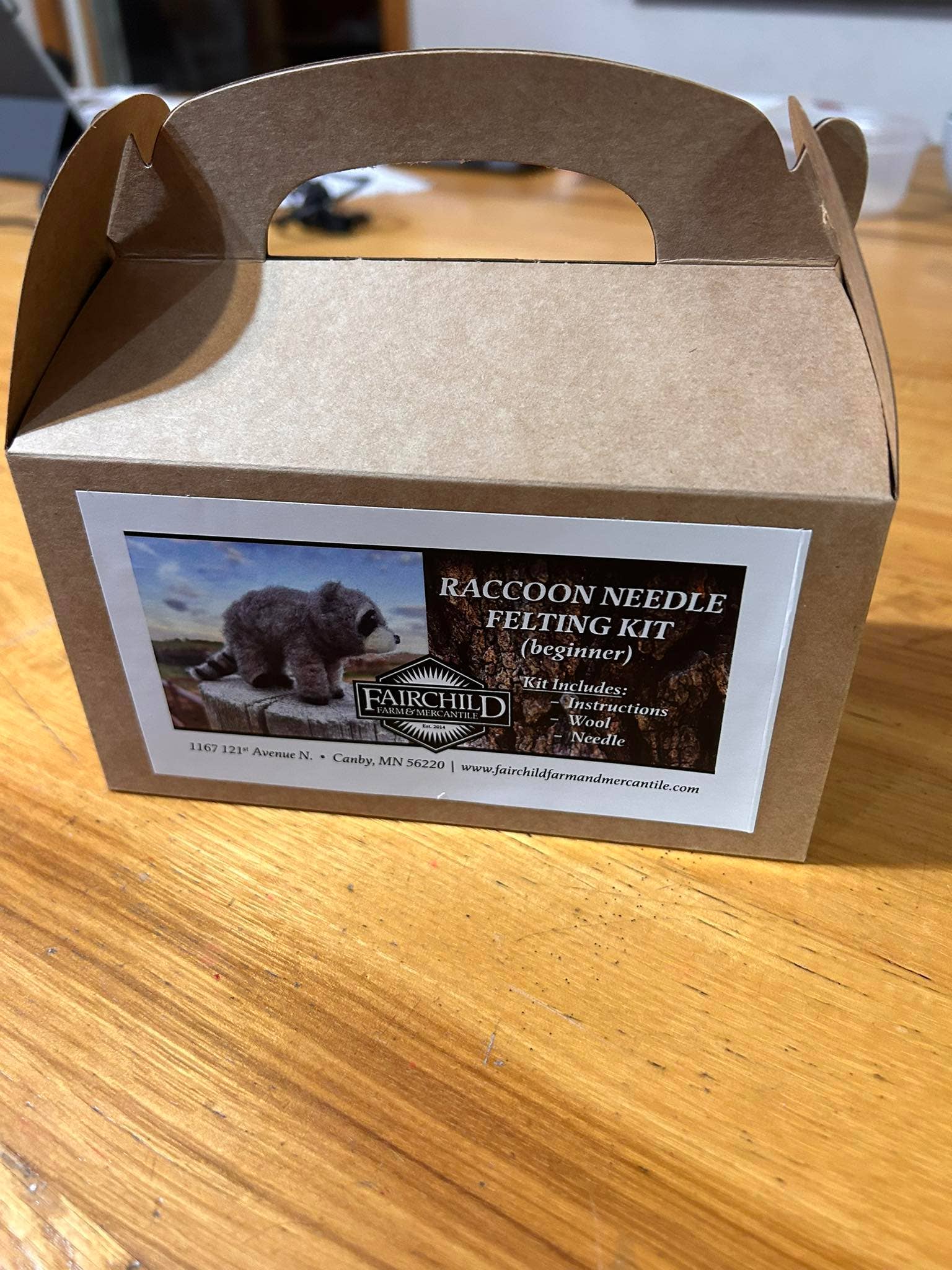 Fairchild Farm and Mercantile - Wholesale Craft Sewing Kit - Raccoon Needle Felting Kit