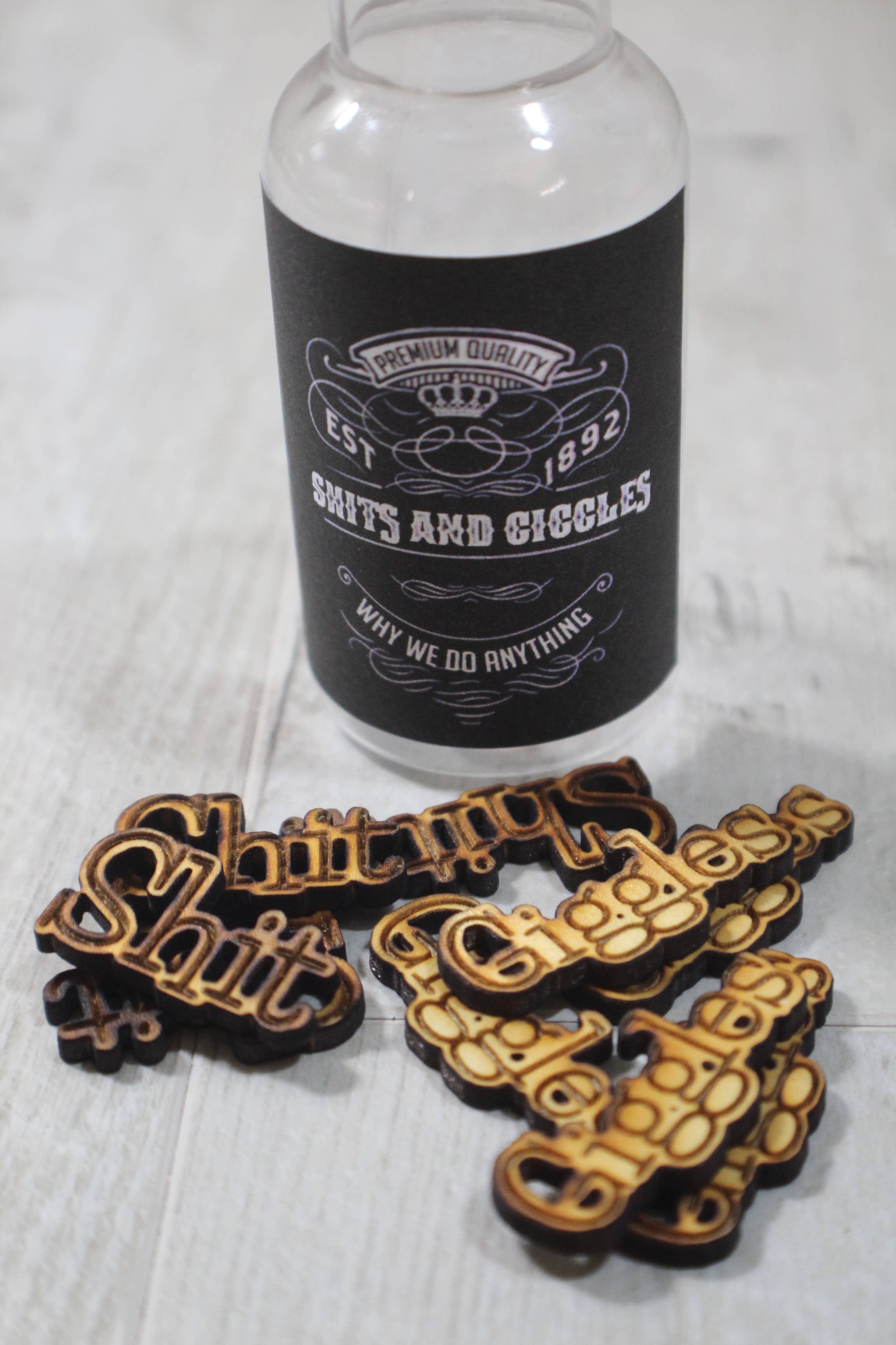 Raven Design - Wholesale Gag Gift/Novelty Gift - Bottle with Wooden Shits & Giggles to give to friends. 1