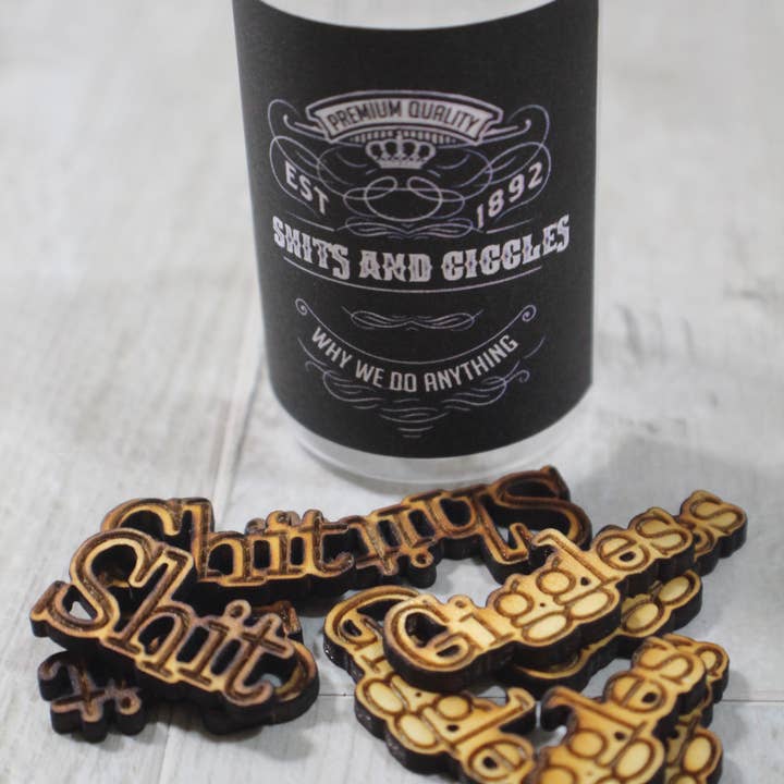 Raven Design - Wholesale Gag gift/novelty gift - Bottle with Wooden Shits & Giggles to give to friends. 1