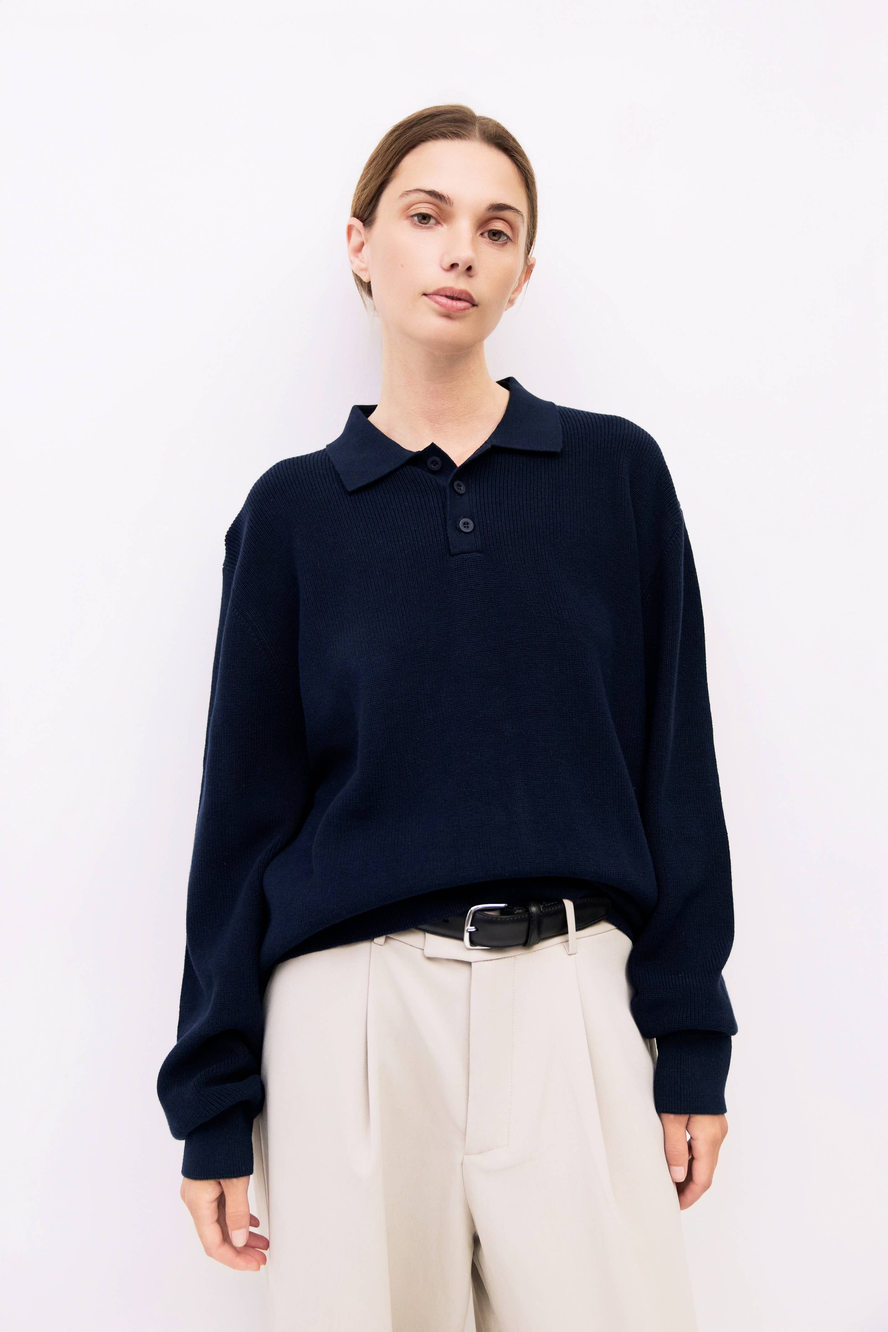 MOD REF - Wholesale Knit Sweater - Unisex - The Damien Sweater | Knit Polo Sweater Top26