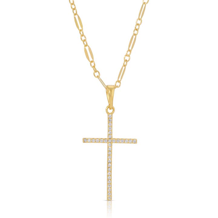 Colar CZ Cross Whisper - Ouro por atacado de JOY DRAVECKY JEWELRY