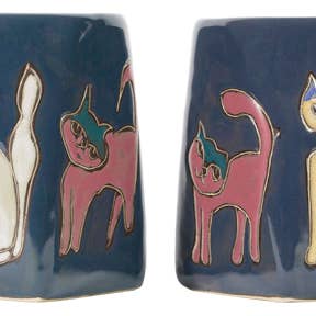 Galleyware - Wholesale Coffee Mug - Mara Stoneware Cats Square Mug - Blue